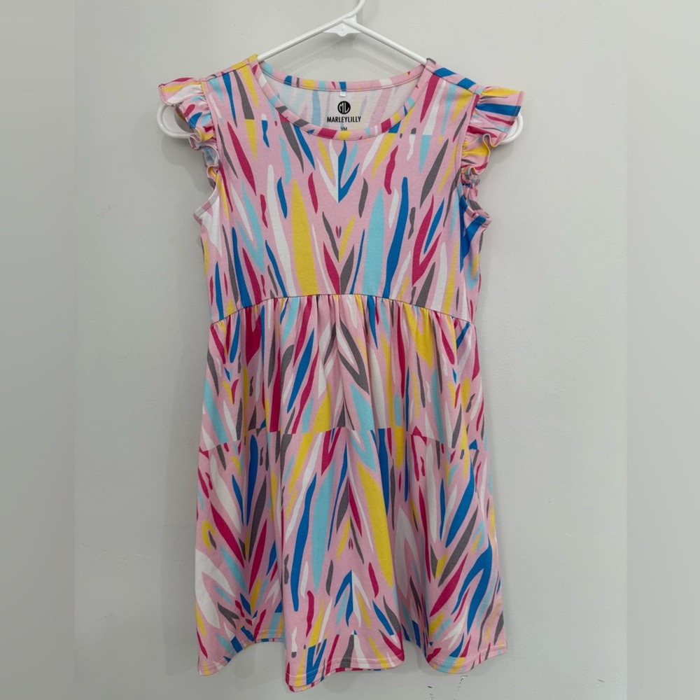 Multicolor Ruffle Sleeve Kids’ Dress